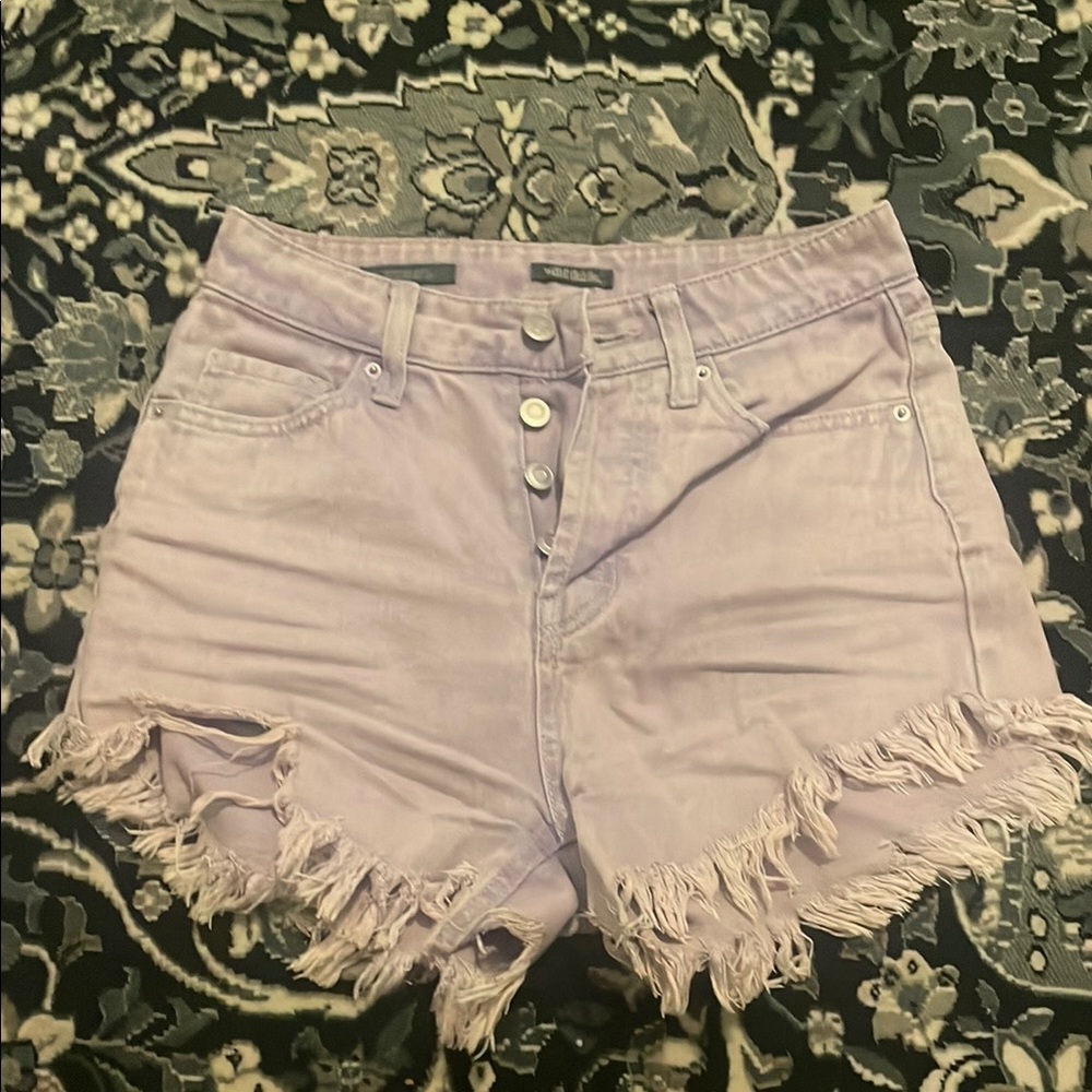 Women's Frayed Lavender Denim Shorts